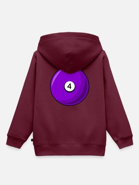 Billardkugel 4 violett Billard vier - Kinder Premium Organic Hoodie - Burgunderrot