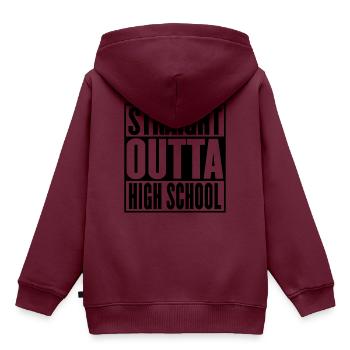 Straight Outta HighSchool-Abschluss - Kinder Premium Organic Hoodie - Burgunderrot - Hinten - AI Model Kid Female (0cm)