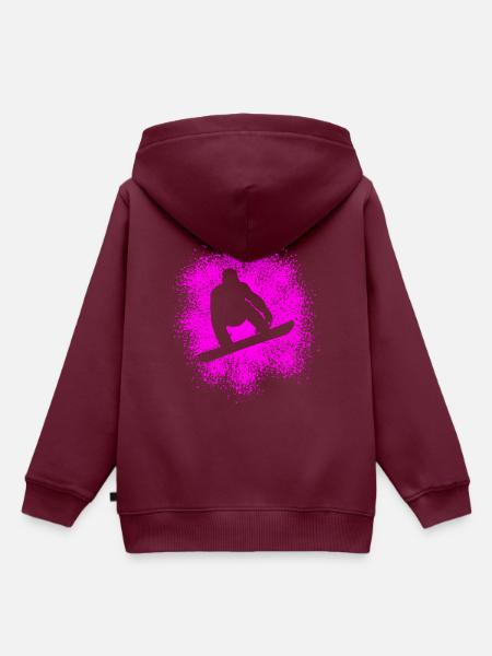 Snowboard Wintersportler - Kinder Premium Organic Hoodie - Burgunderrot