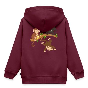 Lustige Affen - Kinder Premium Organic Hoodie - Burgunderrot - Hinten - AI Model Kid Female (0cm)