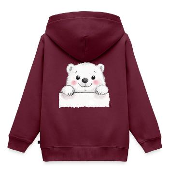 Ein süßer Eisbär mit rosigen Wangen - Kinder Premium Organic Hoodie - Burgunderrot - Hinten - AI Model Kid Female (0cm)