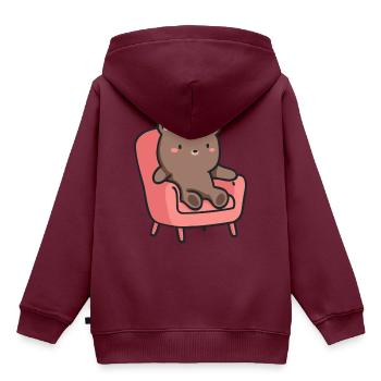 Bär im Sessel: Niedliches Design für Tierfans - Kinder Premium Organic Hoodie - Burgunderrot - Hinten - AI Model Kid Female (0cm)