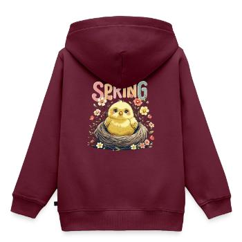 Süßes Frühlings Küken im Nest - Kinder Premium Organic Hoodie - Burgunderrot - Hinten - AI Model Kid Female (0cm)