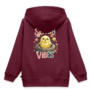 Süßes Frühlings Küken im Nest - Kinder Premium Organic Hoodie - Burgunderrot - Hinten - AI Model Kid Female (0cm)