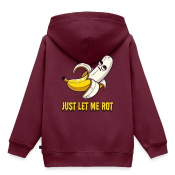 Just Let Me Rot – Banane hat kein Bock mehr - Kinder Premium Organic Hoodie - Burgunderrot - Hinten - AI Model Kid Female (0cm)
