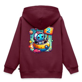 Ich bin 2 Jahre zweiter Geburtstag - Kinder Premium Organic Hoodie - Burgunderrot - Hinten - AI Model Kid Female (0cm)