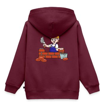Maurer - Kinder Premium Organic Hoodie - Burgunderrot - Hinten - AI Model Kid Female (0cm)