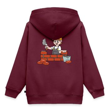 Maurer - Kinder Premium Organic Hoodie - Burgunderrot - Hinten - AI Model Kid Female (0cm)