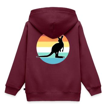 Kangaroo - Kinder Premium Organic Hoodie - Burgunderrot - Hinten - AI Model Kid Female (0cm)