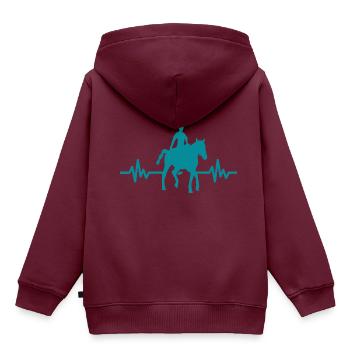 Herzschlag - Pferd Hengst Stute Ross Reitsport - Kinder Premium Organic Hoodie - Burgunderrot - Hinten - AI Model Kid Female (0cm)