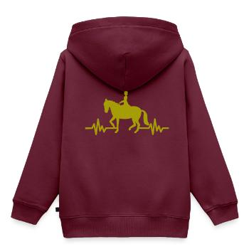 Herzschlag - Pferd Hengst Stute Ross Polo - Kinder Premium Organic Hoodie - Burgunderrot - Hinten - AI Model Kid Female (0cm)