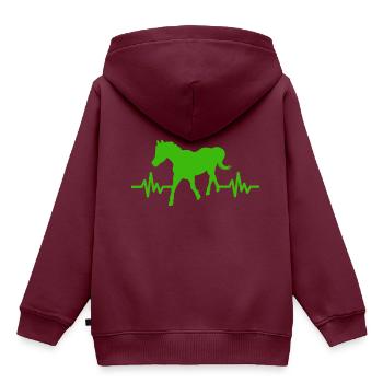 Herzschlag - Pferd Hengst Stute Ross Reitsport - Kinder Premium Organic Hoodie - Burgunderrot - Hinten - AI Model Kid Female (0cm)