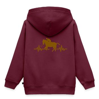 Herzschlag - Pferd Hengst Stute Ross Polo - Kinder Premium Organic Hoodie - Burgunderrot - Hinten - AI Model Kid Female (0cm)