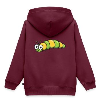 Raupe - Kinder Premium Organic Hoodie - Burgunderrot - Hinten - AI Model Kid Female (0cm)