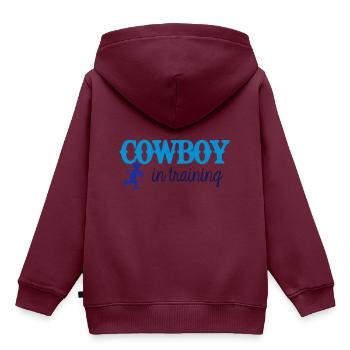 Cowboy Training - Kinder Premium Organic Hoodie - Burgunderrot - Hinten - AI Model Kid Female (0cm)