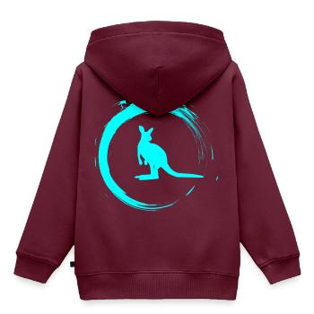 Kangaroo - Kinder Premium Organic Hoodie - Burgunderrot - Hinten - AI Model Kid Female (0cm)