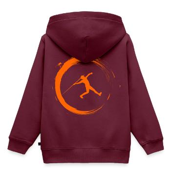 Speerwurf - Kinder Premium Organic Hoodie - Burgunderrot - Hinten - AI Model Kid Female (0cm)