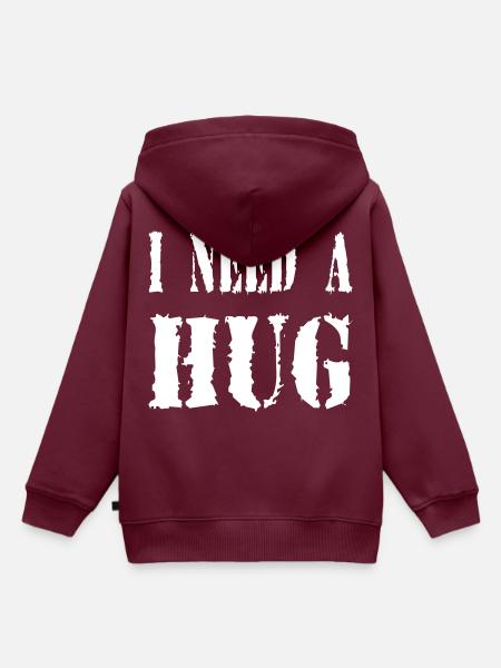 I NEED A HUG - Kinder Premium Organic Hoodie - Burgunderrot