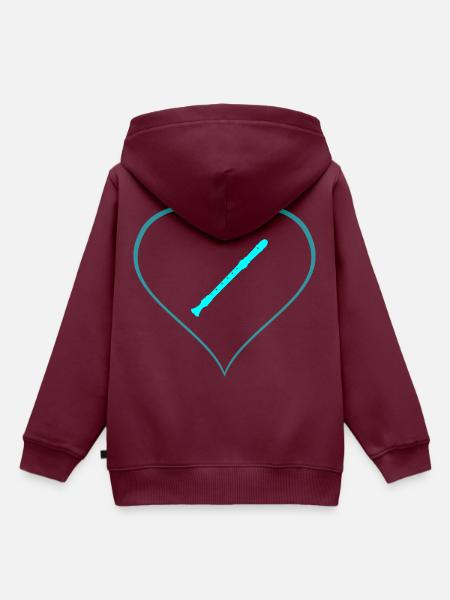 Flöte - Kinder Premium Organic Hoodie - Burgunderrot