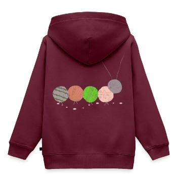 Raupen-| Raupe - Kinder Premium Organic Hoodie - Burgunderrot - Hinten - AI Model Kid Female (0cm)