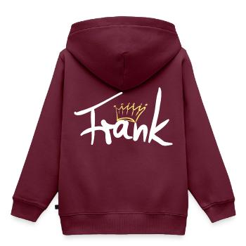 Krone Name Namensschild Frank - Kinder Premium Organic Hoodie - Burgunderrot - Hinten - AI Model Kid Female (0cm)