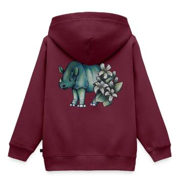 Java-Nashorn - Kinder Premium Organic Hoodie - Burgunderrot - Hinten - AI Model Kid Female (0cm)