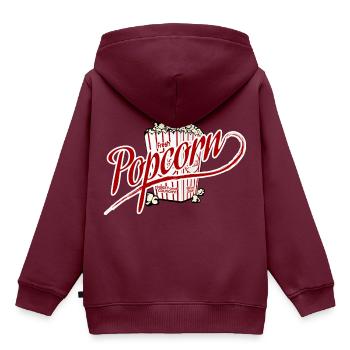 Popcorn - Kinder Premium Organic Hoodie - Burgunderrot - Hinten - AI Model Kid Female (0cm)