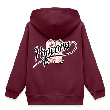 Popcorn - Kinder Premium Organic Hoodie - Burgunderrot - Hinten - AI Model Kid Female (0cm)