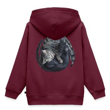 Yin & Yang Katzen - Geschenkidee - Kätzchen - süß - Kinder Premium Organic Hoodie - Burgunderrot - Hinten - AI Model Kid Female (0cm)