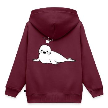 Robbe Design mit Krone - Kinder Premium Organic Hoodie - Burgunderrot - Hinten - AI Model Kid Female (0cm)
