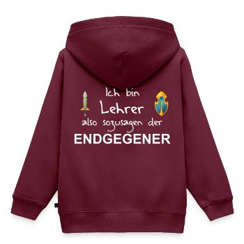 Endgegner Lehrer - Geschenkidee - Kinder Premium Organic Hoodie - Burgunderrot - Hinten - AI Model Kid Female (0cm)