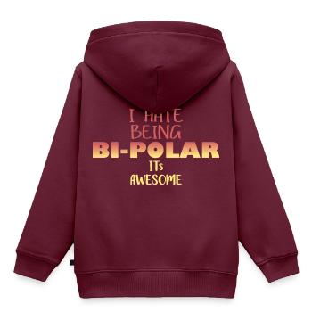 I hate being bipolar Lustige Sprüche - Kinder Premium Organic Hoodie - Burgunderrot - Hinten - AI Model Kid Female (0cm)