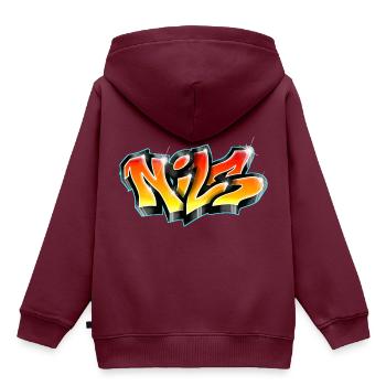 Graffiti NILS Print on everything! - Kinder Premium Organic Hoodie - Burgunderrot - Hinten - AI Model Kid Female (0cm)
