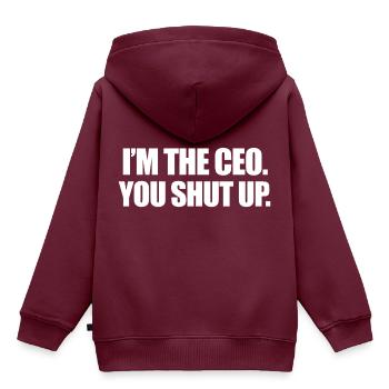 I'm the CEO - Kinder Premium Organic Hoodie - Burgunderrot - Hinten - AI Model Kid Female (0cm)