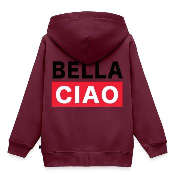 Bella Ciao - Kinder Premium Organic Hoodie - Burgunderrot - Hinten - AI Model Kid Female (0cm)