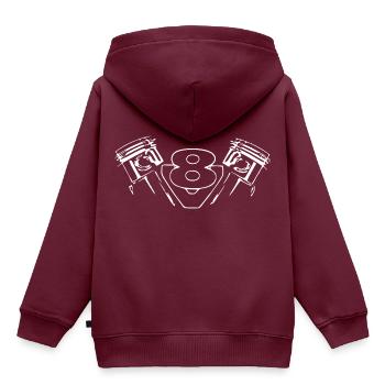 V8 Motor - Kinder Premium Organic Hoodie - Burgunderrot - Hinten - AI Model Kid Female (0cm)