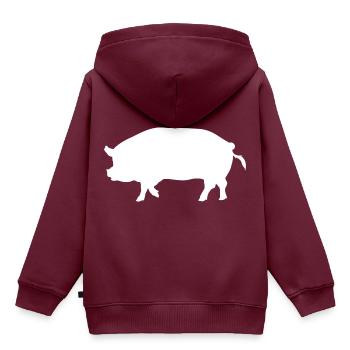 Schwein - Kinder Premium Organic Hoodie - Burgunderrot - Hinten - AI Model Kid Female (0cm)