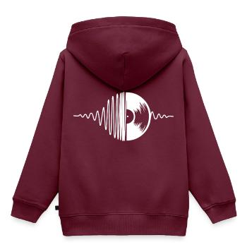 Schallplatte Motiv Geschenk Idee weiss - Kinder Premium Organic Hoodie - Burgunderrot - Hinten - AI Model Kid Female (0cm)