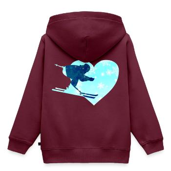 Skifahrer Skifahren - Kinder Premium Organic Hoodie - Burgunderrot - Hinten - AI Model Kid Female (0cm)