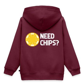 Need chips jetons casino kasino poker blackjack - Kinder Premium Organic Hoodie - Burgunderrot - Hinten - AI Model Kid Female (0cm)