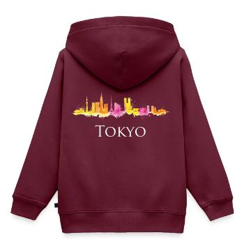 Tokyo Japan Skyline Hauptstadt Geschenk Idee - Kinder Premium Organic Hoodie - Burgunderrot - Hinten - AI Model Kid Female (0cm)