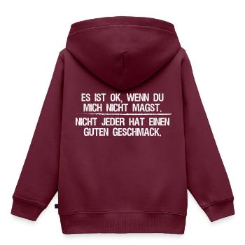 Es ist ok, wenn du mich nicht magst.... - Kinder Premium Organic Hoodie - Burgunderrot - Hinten - AI Model Kid Female (0cm)