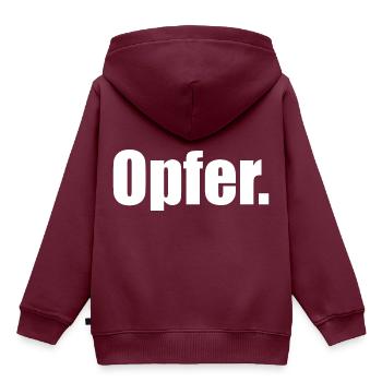 Opfer. - Kinder Premium Organic Hoodie - Burgunderrot - Hinten - AI Model Kid Female (0cm)