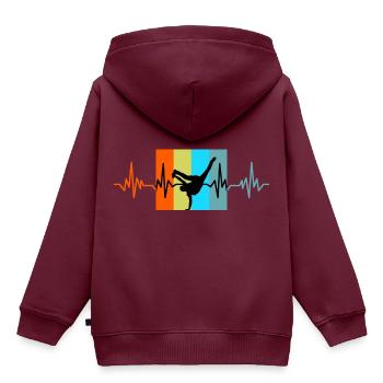 Breakdance Herzschlag retro Geschenk - Kinder Premium Organic Hoodie - Burgunderrot - Hinten - AI Model Kid Female (0cm)