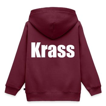 Krass - Kinder Premium Organic Hoodie - Burgunderrot - Hinten - AI Model Kid Female (0cm)