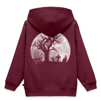 Mond Friedhof Zombie aus dem Grab Ausbruch - Kinder Premium Organic Hoodie - Burgunderrot - Hinten - AI Model Kid Female (0cm)