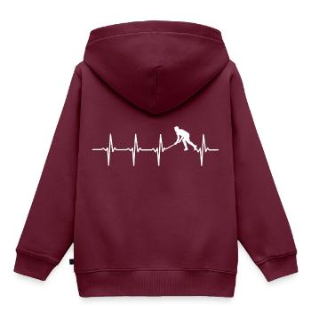 Hockey Herzschlag EKG Motiv für Hockeyspieler - Kinder Premium Organic Hoodie - Burgunderrot - Hinten - AI Model Kid Female (0cm)