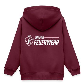 Jugend Feuerwehr Team - Kinder Premium Organic Hoodie - Burgunderrot - Hinten - AI Model Kid Female (0cm)
