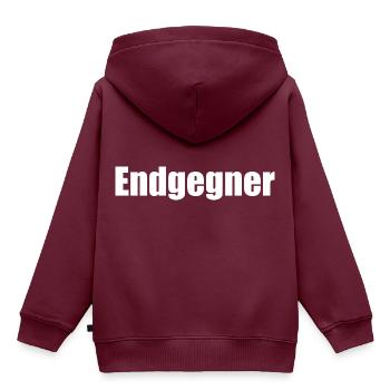 Endgegner - Kinder Premium Organic Hoodie - Burgunderrot - Hinten - AI Model Kid Female (0cm)