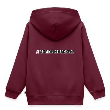 Auf Dein Nacken! Du Zahlst - Kinder Premium Organic Hoodie - Burgunderrot - Hinten - AI Model Kid Female (0cm)